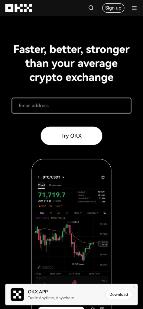 okx_thailand_mobile_screenshot screenshot of OKX Thailand crypto exchange homepage