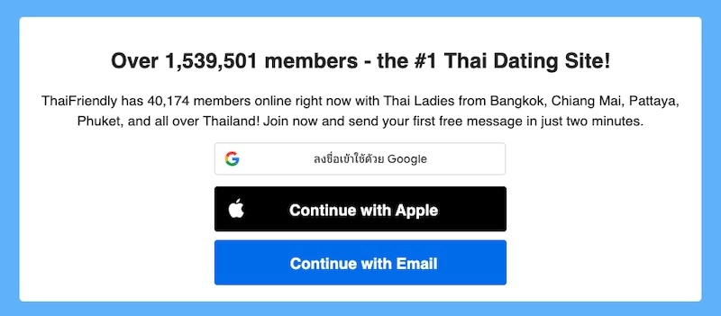 number of members on ThaiFriendly Thai dating site